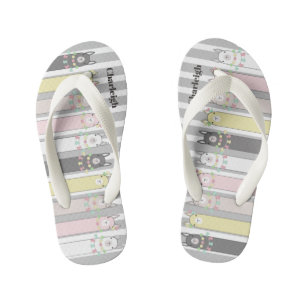 Personalized Cute Retro Colorful Llamas Kid's Flip Flops