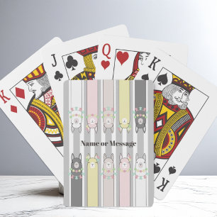 Personalized Cute Retro Colorful Llamas Kids Poker Cards