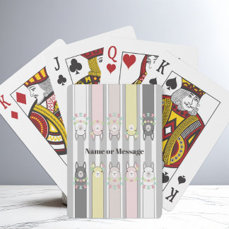 Personalized Cute Retro Colorful Llamas Kids Poker Cards