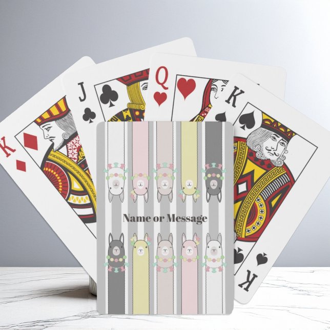 Personalized Cute Retro Colorful Llamas Kids Poker Cards (Creator Uploaded)
