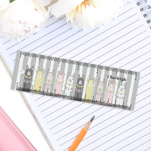 Personalized Cute Retro Colorful Llamas Kids Ruler