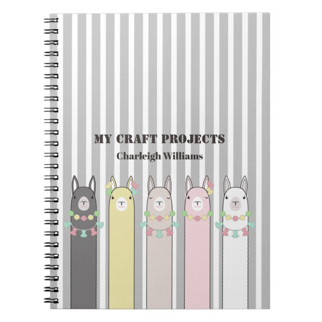 Personalized Cute Retro Colorful Llamas Notebook