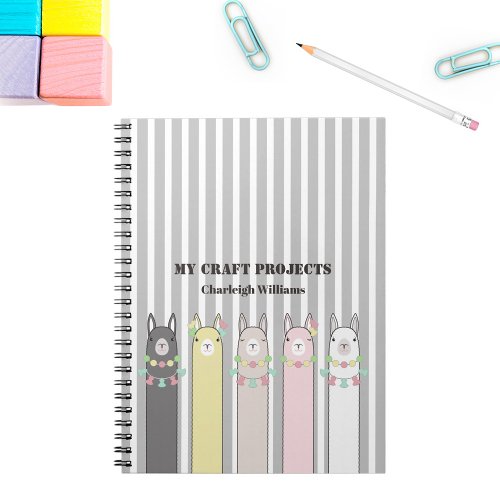 Personalized Cute Retro Colorful Llamas Notebook