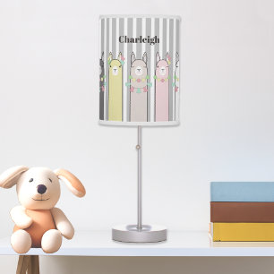 Personalized Cute Retro Colorful Llamas Table Lamp