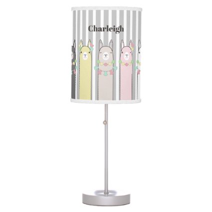 Personalized Cute Retro Colorful Llamas Table Lamp