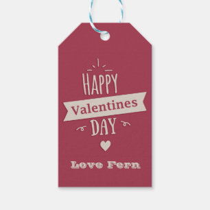 Personalized Cute Retro Happy Valentine's Day Gift Tags