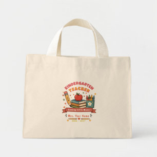 Personalized Cute Retro Kindergarten Teacher Gift Mini Tote Bag