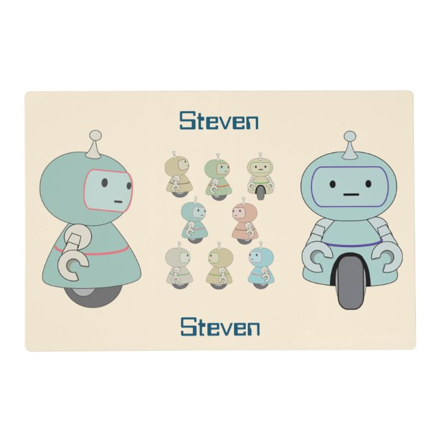 Personalized Cute Retro Robot Pattern Placemat (Front)
