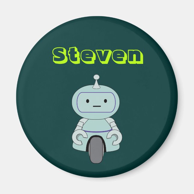 Personalized Cute Robot Illustration Magnet (Front)