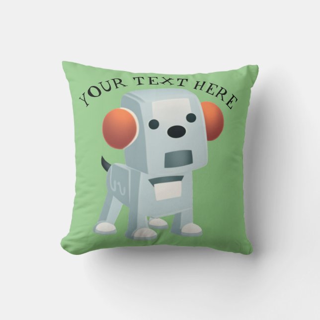Personalized Cute Robot Toaster Puppy Dog Throw Pillow (Front)