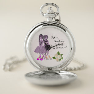 Personalized Cute Roses Bridesmaid Pocket Watch
