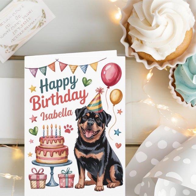 Personalized Cute Rottweiler Birthday Card (Creator Uploaded)