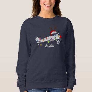 Personalized Cute Rudolph Airplane Christmas Sweatshirt