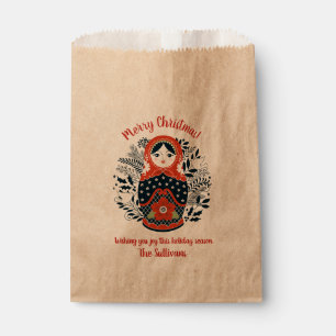 Personalized Cute Russian Nesting Doll Christmas Favor Bag