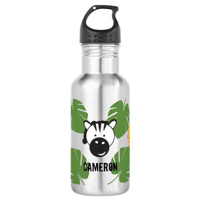 Personalized Cute Safari Animal birthday Stainless Steel Water Bottle (Front)