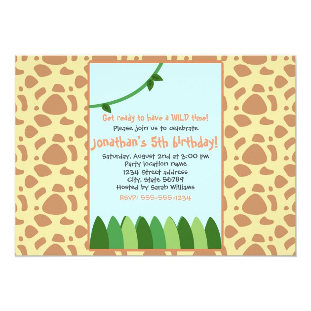 Personalized Cute Safari Birthday Invitation