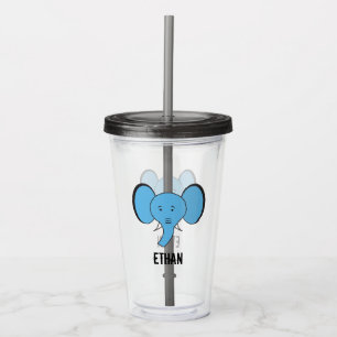 Personalized Cute Safari Elephant Illustration Acrylic Tumbler