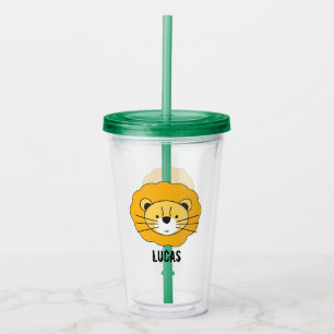 Personalized Cute Safari Lion Illustration Acrylic Tumbler