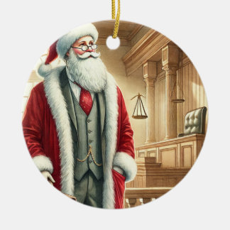Personalized Cute Santa as an Attorney Ceramic Ornament