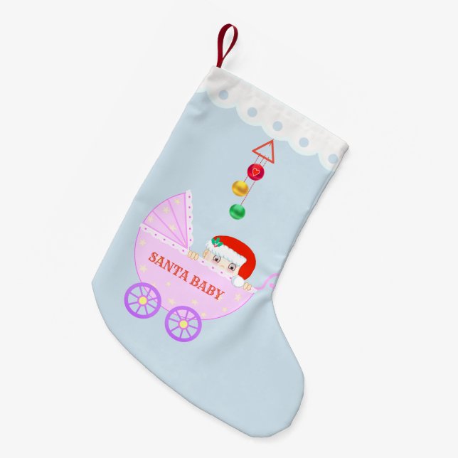 Personalized Cute Santa Baby Small Christmas Stocking (Front (Hanging))
