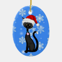 Personalized Cute Santa Cat n Snowflakes Christmas
