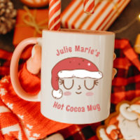 Personalized Cute Santa Hat Hot Cocoa Mug for Kids