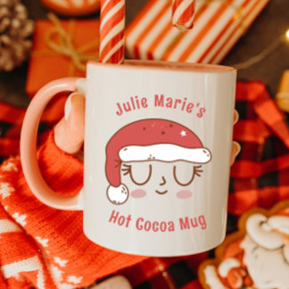 Personalized Cute Santa Hat Hot Cocoa Mug for Kids