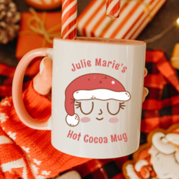 Personalized Cute Santa Hat Hot Cocoa Mug For Kids by TrendItCo at Zazzle