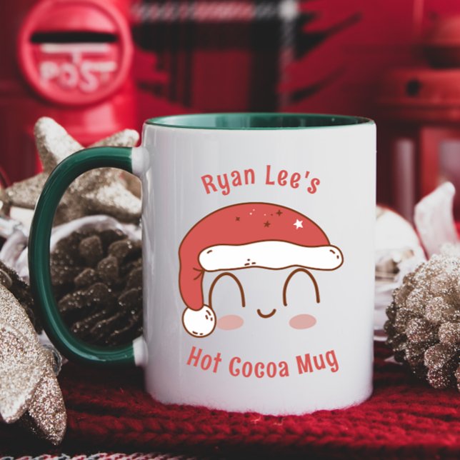 Personalized Cute Santa Hat Hot Cocoa Mug for Kids (Creator Uploaded)