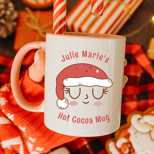 Personalized Cute Santa Hat Hot Cocoa Mug for Kids (Creator Uploaded)