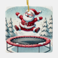 Personalized Cute Santa Jumping on Trampoline
