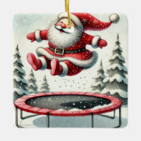 Personalized Cute Santa Jumping on Trampoline