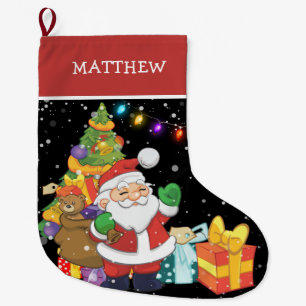 Personalized Cute Santa Kids' Christmas Large Christmas Stocking