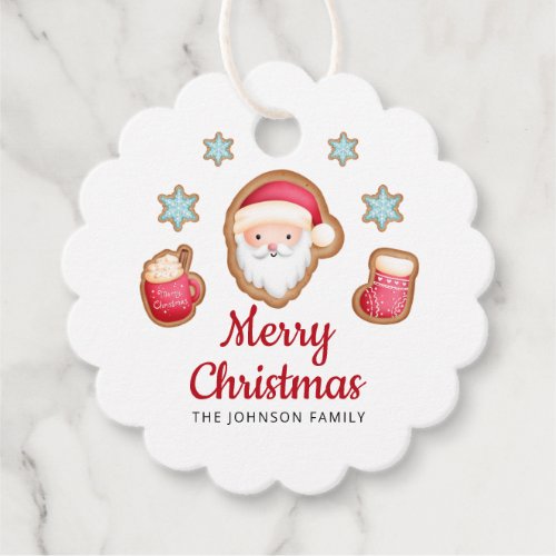 Personalized Cute Santa Merry Christmas Favor Tags