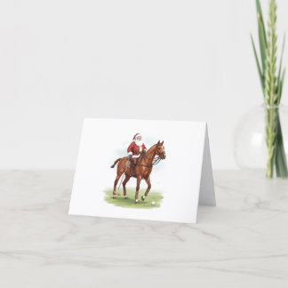 Personalized Cute Santa Playing Horse Polo Card