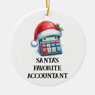 Personalized Cute Santa's Favorite Accountant Ceramic Ornament