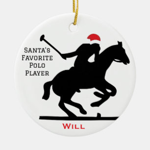 Personalized Cute Santa's Favorite Horse Polo  Ceramic Ornament