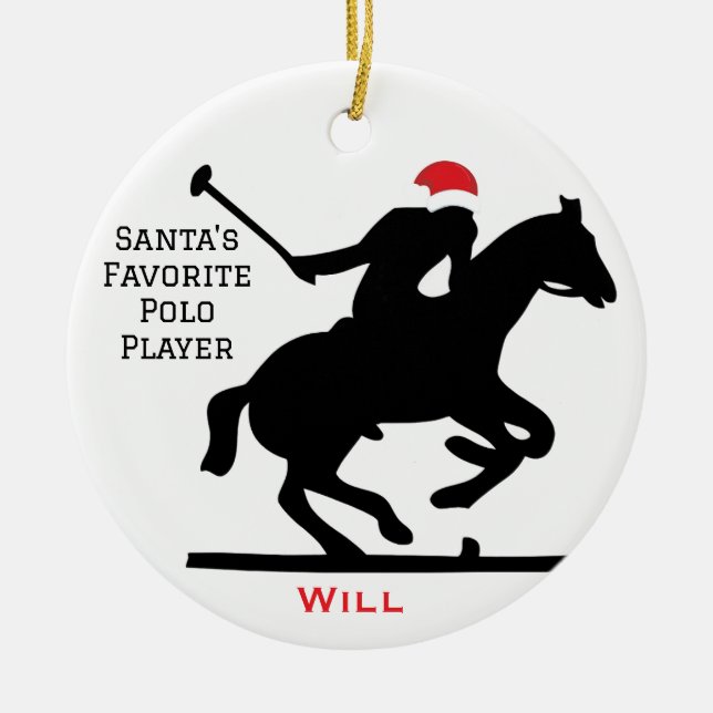 Personalized Cute Santa's Favorite Horse Polo  Ceramic Ornament (Front)