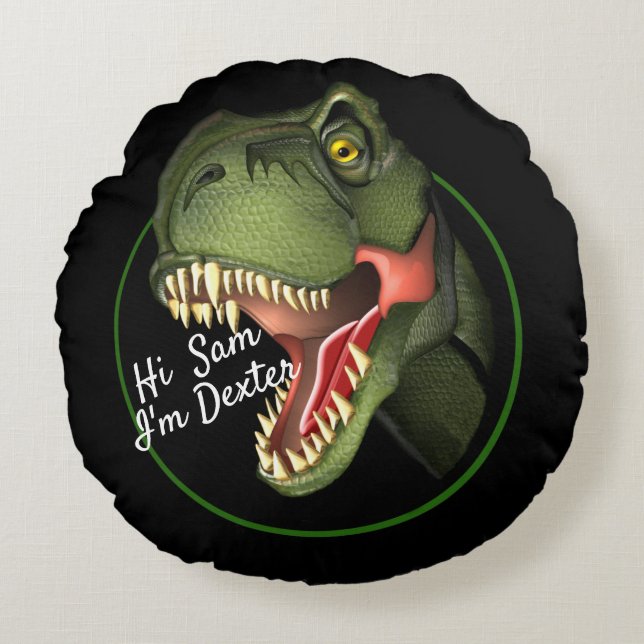 Personalized Cute Scary T-Rex Dinosaur    Round Pillow (Front)