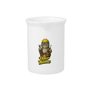 Personalized Cute Scottish Fold Cat Electrician Beverage Pitcher
