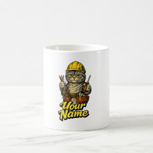 Personalized Cute Scottish Fold Cat Electrician Coffee Mug