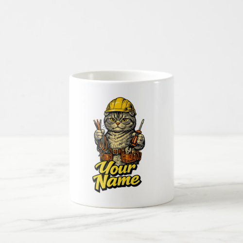 Personalized Cute Scottish Fold Cat Electrician Coffee Mug