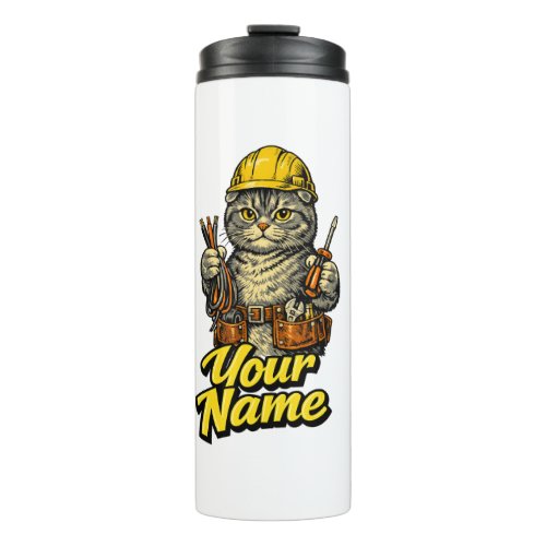 Personalized Cute Scottish Fold Cat Electrician Thermal Tumbler