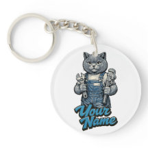 Personalized Cute Scottish Fold Cat Plumber