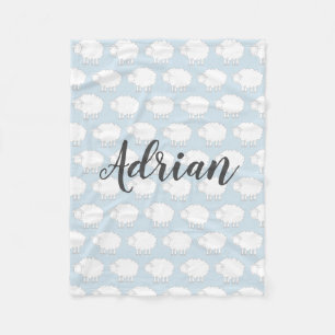 Personalized cute sheep fleece blanket for kids