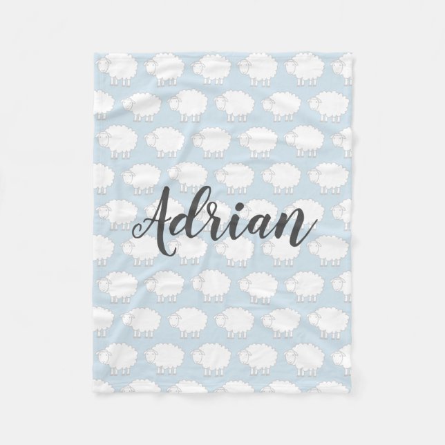 Personalized cute sheep fleece blanket for kids (Front)
