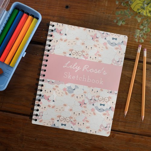 Personalized Cute Sheep Pattern Sketchbook Notebook
