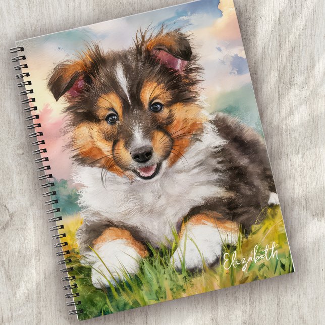 Personalized Cute Sheltie Puppy Dog Notebook (Creator Uploaded)