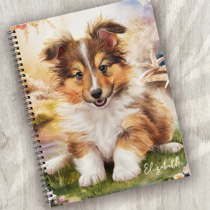 Personalized Cute Sheltie Puppy Dog Notebook