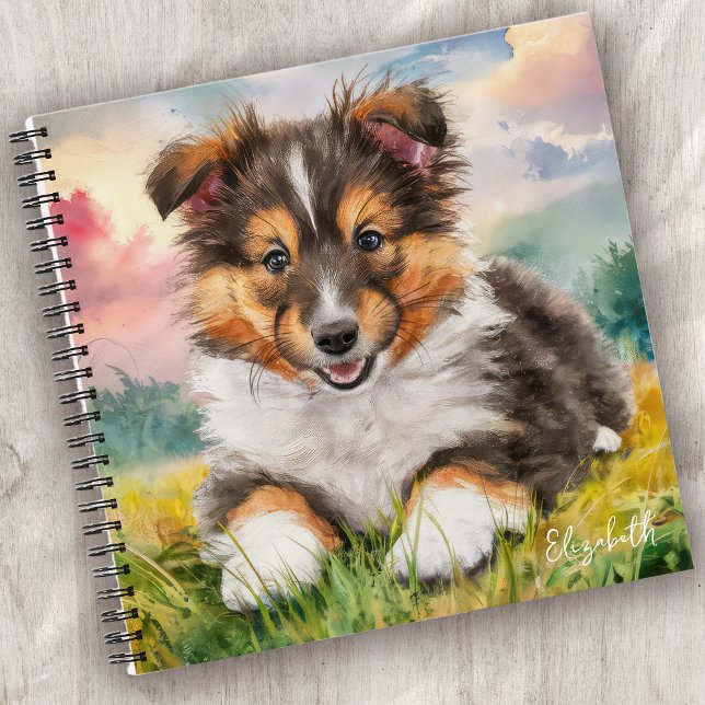 Personalized Cute Sheltie Puppy Dog Notebook (Creator Uploaded)